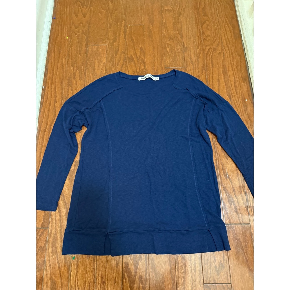 Michael Stars Womens Navy‎ Blue Long Sleeve Modal Supima Cotton Top small